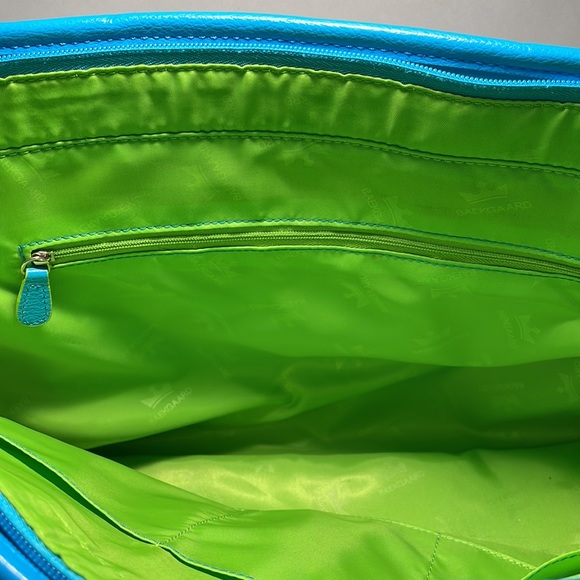 Baekgaard Blue and Green Leather Weekender Bag - Picture 6 of 7
